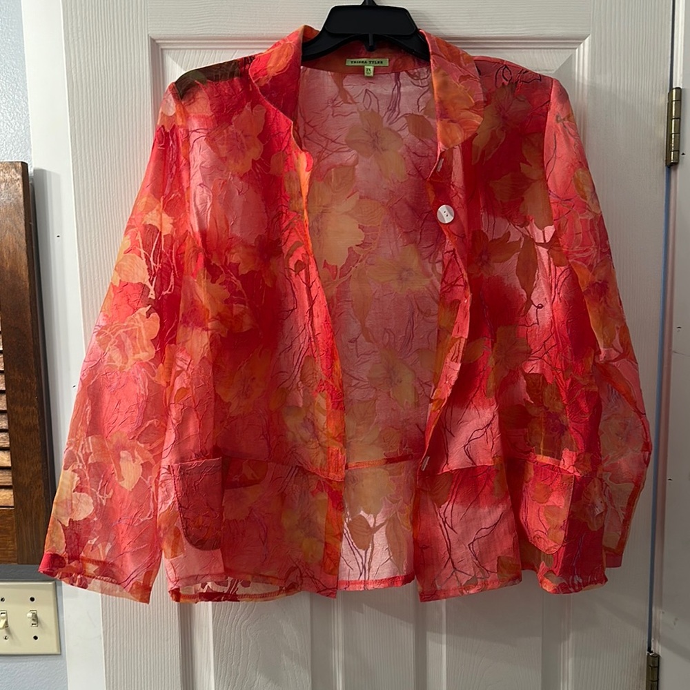 Floral Sheer Blouse - Red and Orange